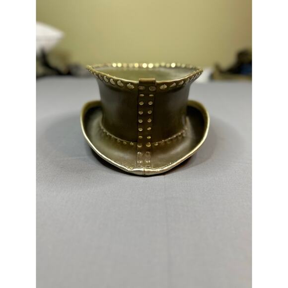 Victorian Steampunk Mini Top Hat Genuine Leather Studded Olive Green - Picture 1 of 6